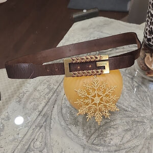 Guess womens braided leather boho style vintage brown belt 35 - 39